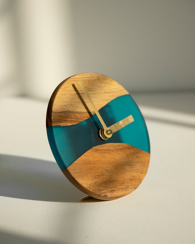 Island Paradise Wood And Epoxy Table Clock - Silken
