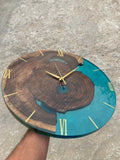 Island Paradise Wood -Epoxy Wall Clock - 16 inch (Round) - Silken