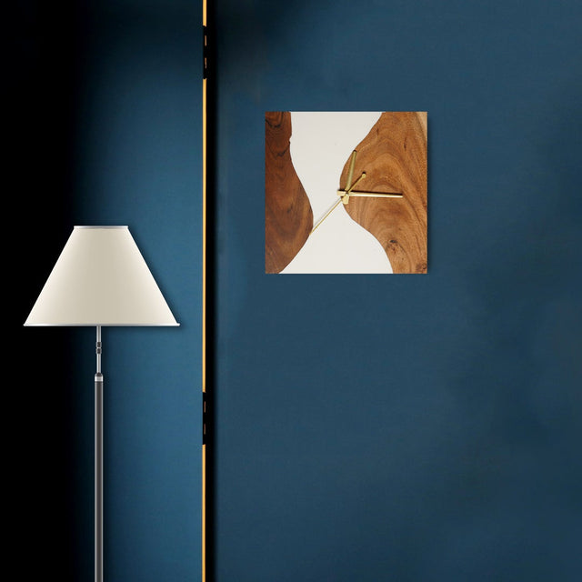 Icicle Wood - Epoxy Wall Clock (Square) - Silken