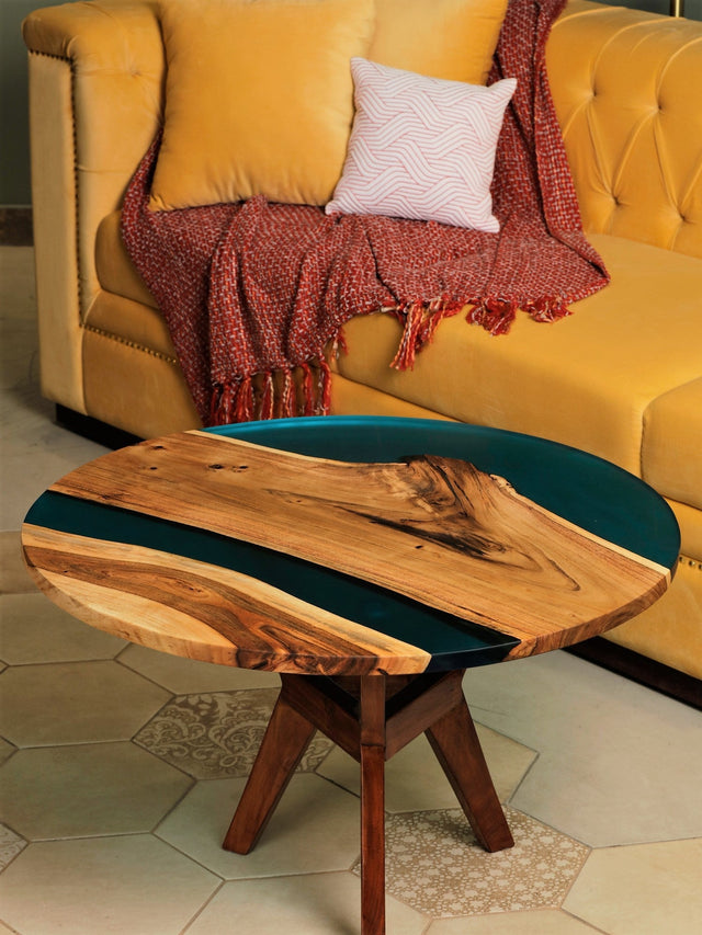 Island Paradise Wood & Epoxy Coffee Table - Silken
