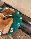 Crystal Seas Wood -Epoxy Wall Clock - 14 inch (Round) - Silken