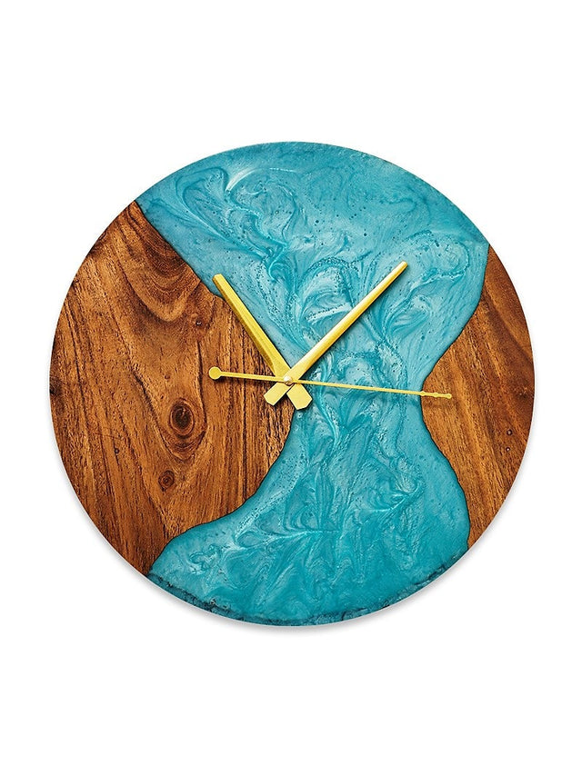 Crystal Seas Wood Epoxy Wall Clock - Silken