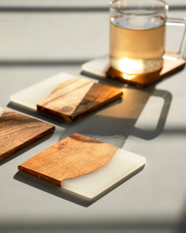 Icicle Wood Epoxy Coasters (Square) - Silken