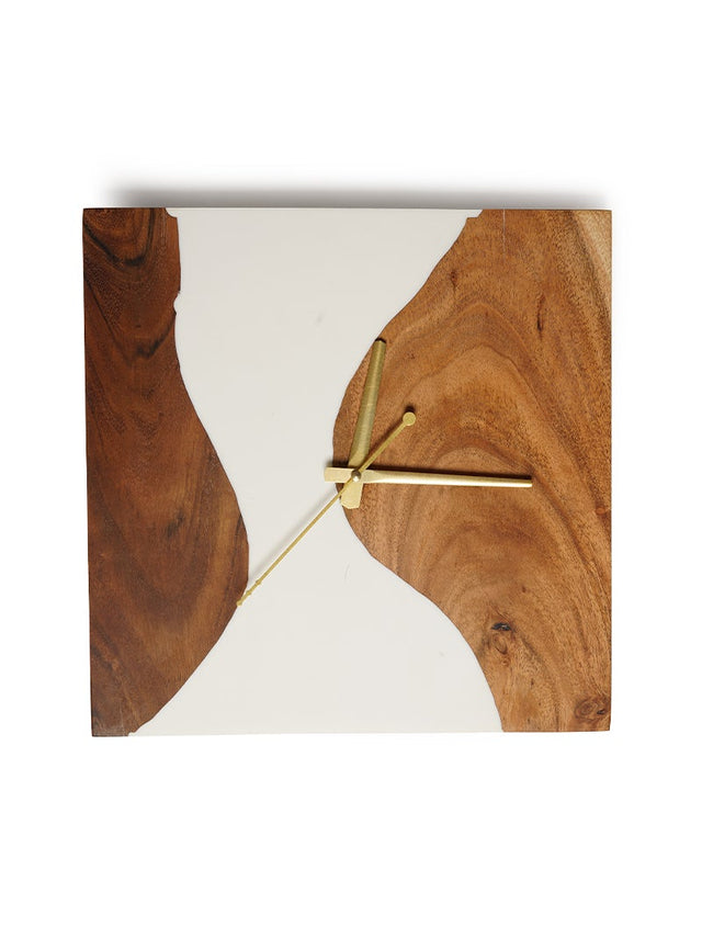 Icicle Wood Epoxy Wall Clock (Square) - Silken