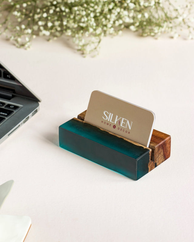 Island Paradise Wood And Epoxy Desk Card Holder - Silken