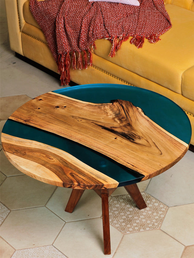 Island Paradise Wood & Epoxy Coffee Table - Silken
