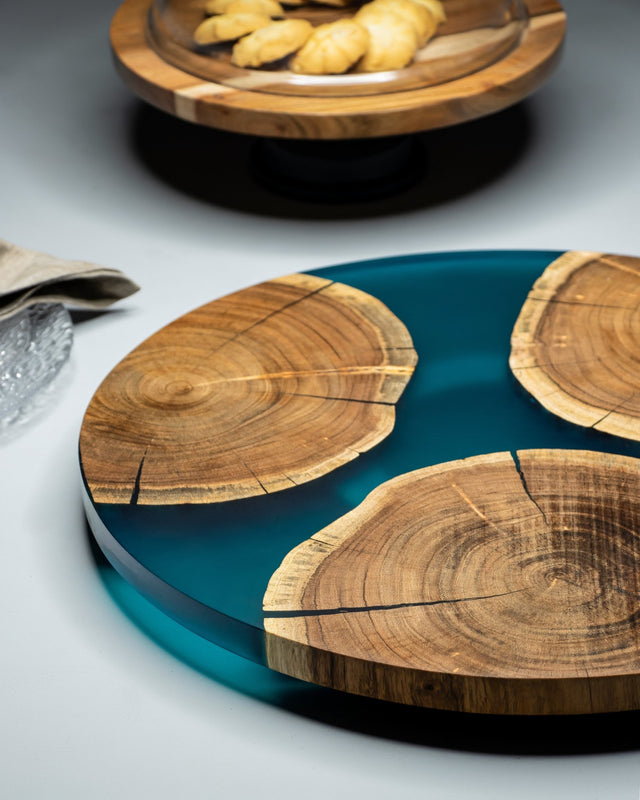 Island Paradise Wood Epoxy Lazy Susan - Silken