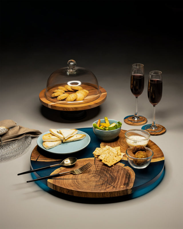 Island Paradise Wood Epoxy Lazy Susan - Silken