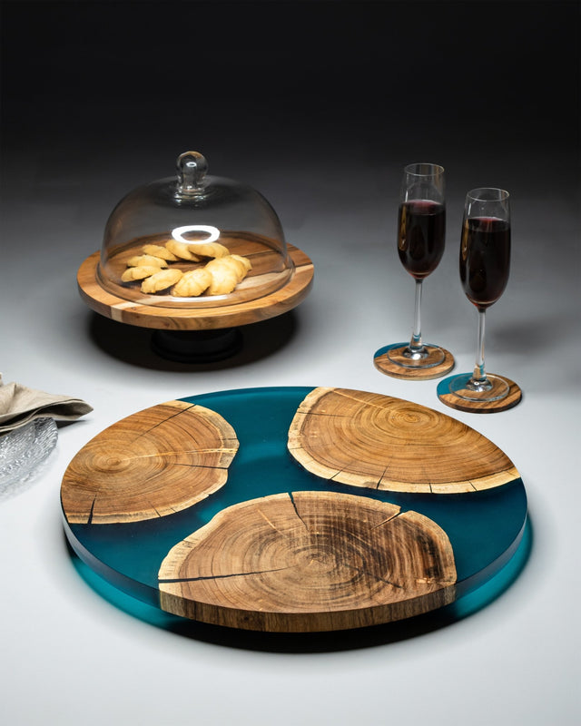 Island Paradise Wood Epoxy Lazy Susan - Silken