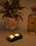Island Paradise Wood Epoxy Tea Light Holder - Silken
