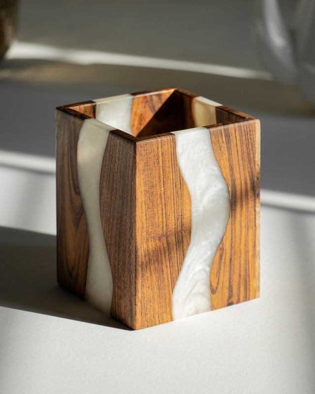 Moon Mist Wood And Epoxy Cutlery Holder - Silken