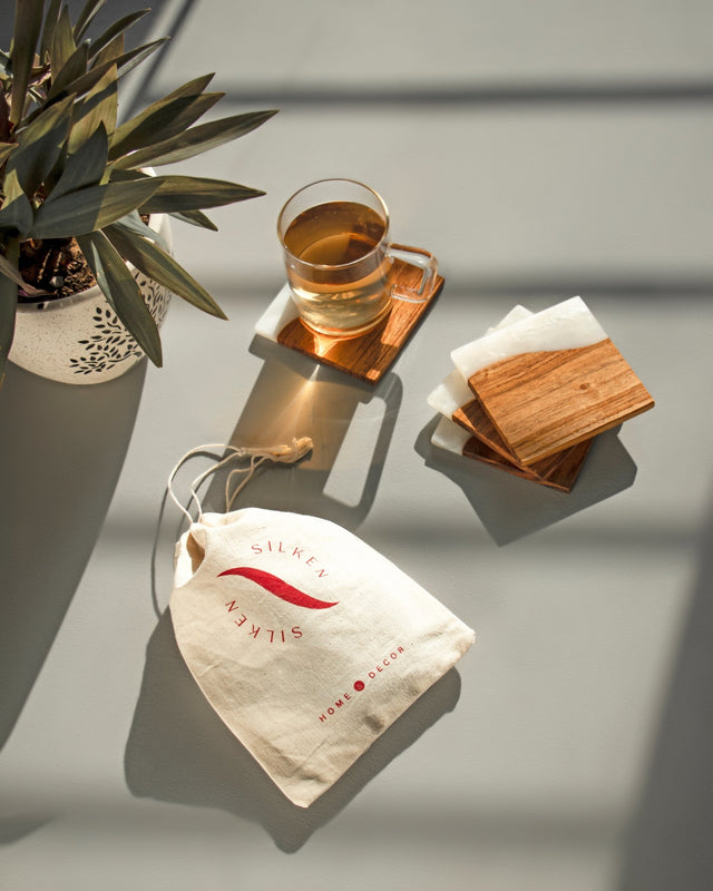 Moon Mist Wood Epoxy Coasters (Square) - Silken