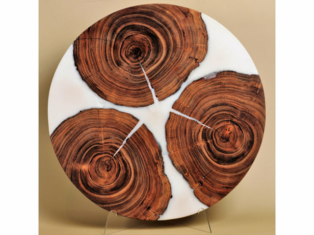 Moon Mist Wood And Epoxy Lazy Susane Serving Platters
