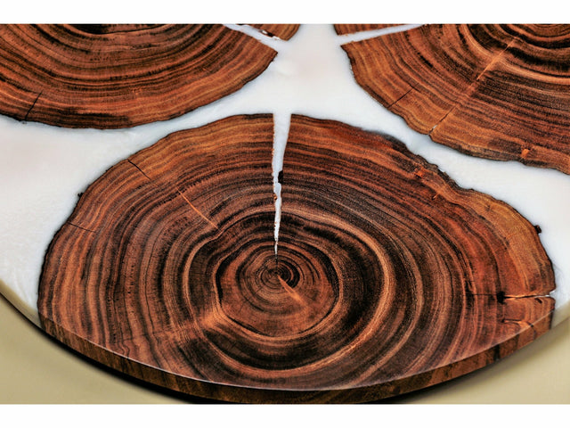 Moon Mist Wood And Epoxy Lazy Susane Serving Platters
