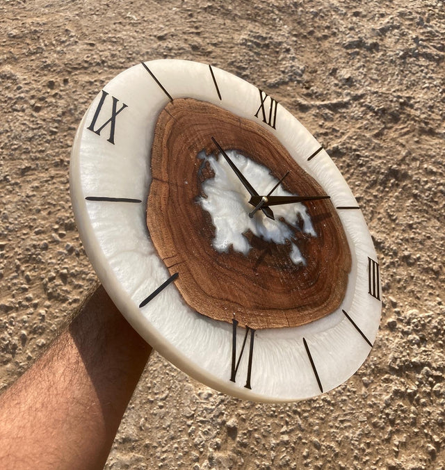Moon Mist Wood-Epoxy Wall Clock - 14 inch (Round) - Silken