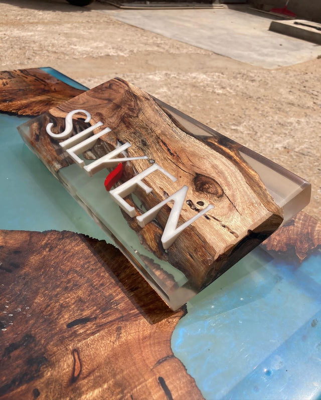 Wood & Epoxy Resin Name Plate - Silken