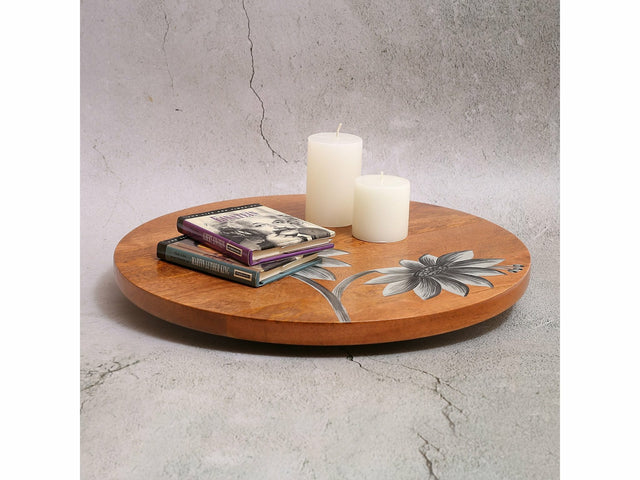 Wood Hand Painted Lazy Susane Serving Platters