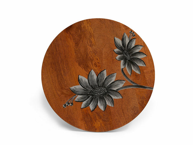 Wood Hand Painted Lazy Susane Serving Platters