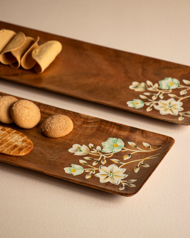Wood Handpainted Serving Platter (Set of 2) - Silken