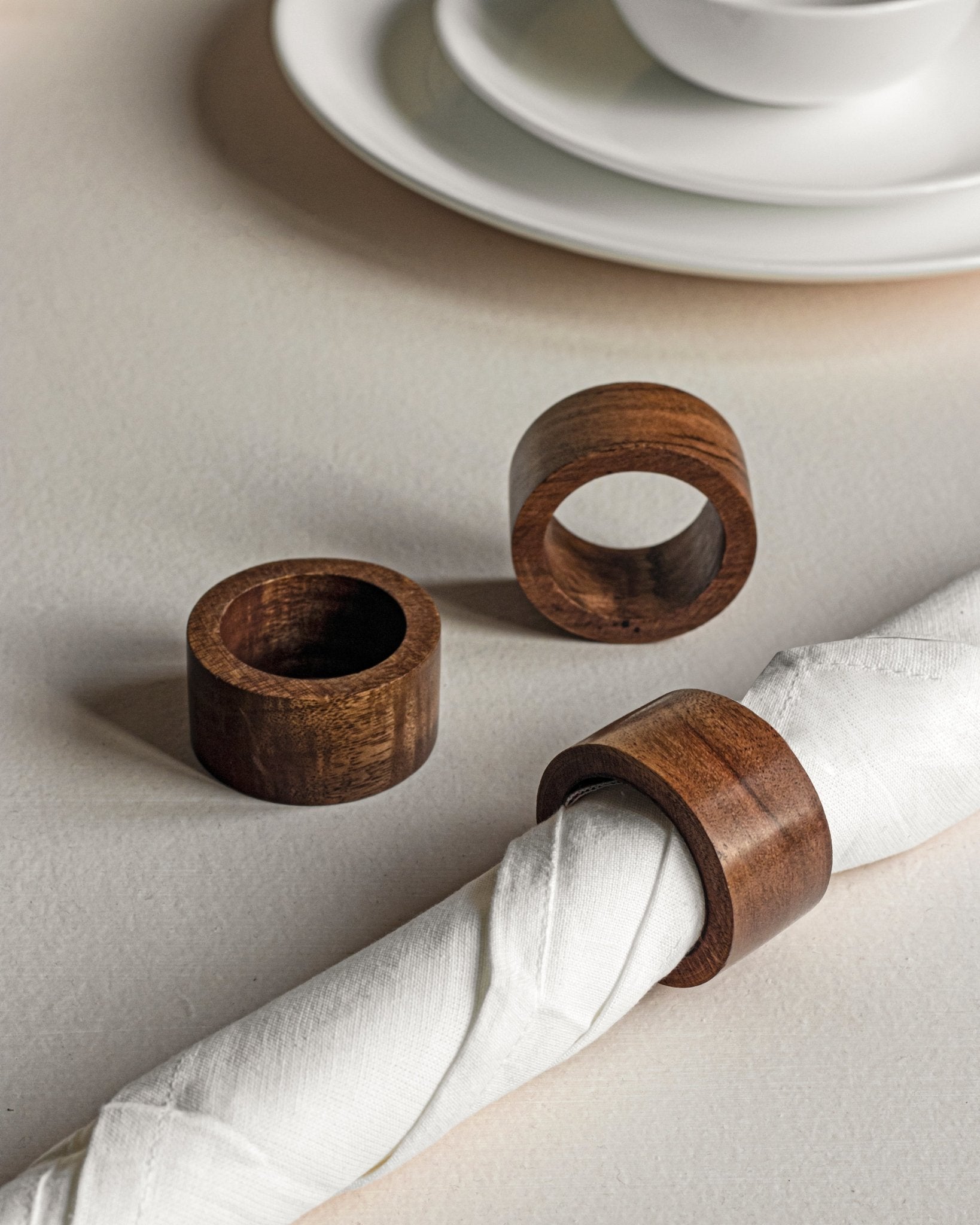 3-Ring Wood Napkin Ring | Crate and Barrel UAE